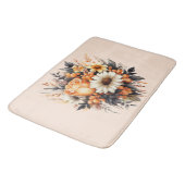 Orange Yellow Gray Blume Bouquet Badematte (Schrägansicht)