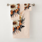 Orange Yellow Gray Blume Bouquet Badhandtuch Set (Insitu)