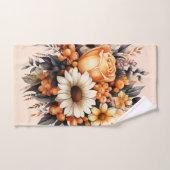 Orange Yellow Gray Blume Bouquet Badhandtuch Set (Handtuch)