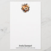 Orange Yellow Gray Blume Bouquet Briefpapier (Vorderseite)