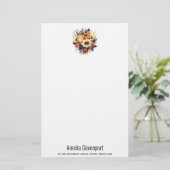 Orange Yellow Gray Blume Bouquet Briefpapier (Stehend Vorderseite)