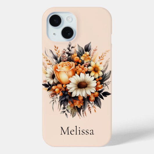 Orange Yellow Gray Blume Bouquet Case-Mate iPhone Hülle (Rückseite)