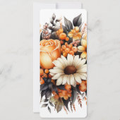 Orange Yellow Gray Blume Bouquet Einladung (Rückseite)