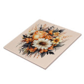 Orange Yellow Gray Blume Bouquet Fliese (Seite)
