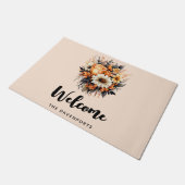 Orange Yellow Gray Blume Bouquet Fußmatte (Schrägansicht)