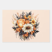Orange Yellow Gray Blume Bouquet Geschenkpapier Set (Vorderseite 3)