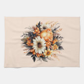 Orange Yellow Gray Blume Bouquet Geschirrtuch (Horizontal)