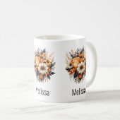 Orange Yellow Gray Blume Bouquet Kaffeetasse (VorderseiteRechts)