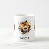 Orange Yellow Gray Blume Bouquet Kaffeetasse (Mittel)