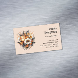 Orange Yellow Gray Blume Bouquet Magnetische Visitenkarte