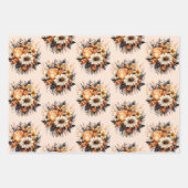 Orange Yellow Gray Blume Bouquet Pattern Geschenkpapier Set (Vorderseite 2)
