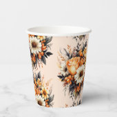Orange Yellow Gray Blume Bouquet Pattern Pappbecher (Rückseite)