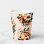 Orange Yellow Gray Blume Bouquet Pattern Pappbecher (Links)