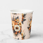 Orange Yellow Gray Blume Bouquet Pattern Pappbecher (Rechts)