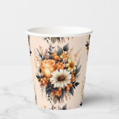Orange Yellow Gray Blume Bouquet Pattern Pappbecher (Vorderseite)