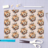 Orange Yellow Gray Blume Bouquet Pattern Seidenpapier (Handwerk)