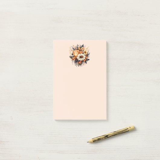 Orange Yellow Gray Blume Bouquet Post-it Klebezettel (Auf Schreibtisch)