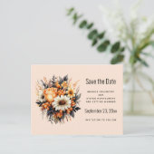 Orange Yellow Gray Blume Bouquet Save the Date Einladungspostkarte (Stehend Vorderseite)