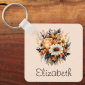 Orange Yellow Gray Blume Bouquet Schlüsselanhänger (Vorderseite)