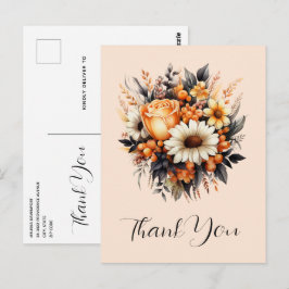 Orange Yellow Gray Blume Bouquet Vielen Dank Postkarte