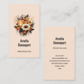 Orange Yellow Gray Blume Bouquet Visitenkarte (Vorne/Hinten)