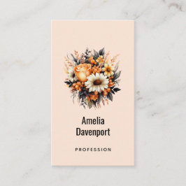 Orange Yellow Gray Blume Bouquet Visitenkarte