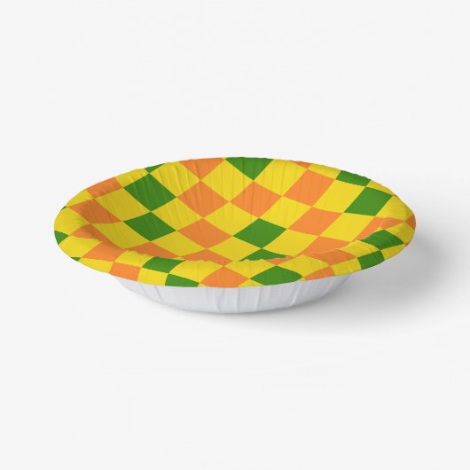 Orange Yellow Green Checkered Pattern Design  Pappteller (Gewinkelt)
