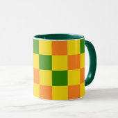 Orange Yellow Green Checkered Pattern Design  Tasse (VorderseiteRechts)
