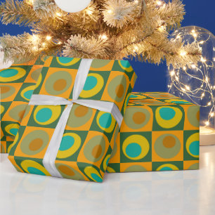Orange Yellow GreenSquare Dot Geometric Gemustert Geschenkpapier