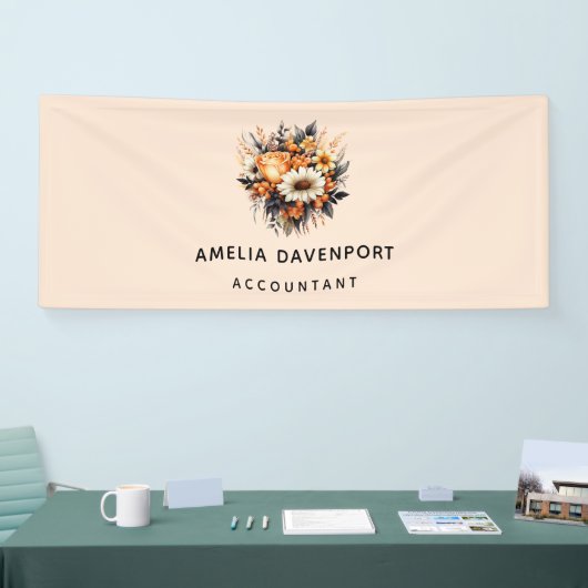 Orange Yellow Grey Blume Bouquet Business Banner (Messe)