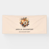 Orange Yellow Grey Blume Bouquet Business Banner (Horizontal)