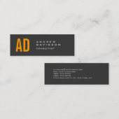 Orange Yellow Grey Monogram Modern Business Card Mini Visitenkarte (Vorne/Hinten)