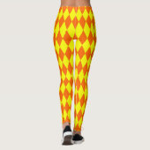 Orange Yellow Harlequin Checkered Design  Leggings (Rückseite)