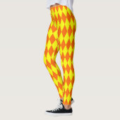 Orange Yellow Harlequin Checkered Design  Leggings (Links)