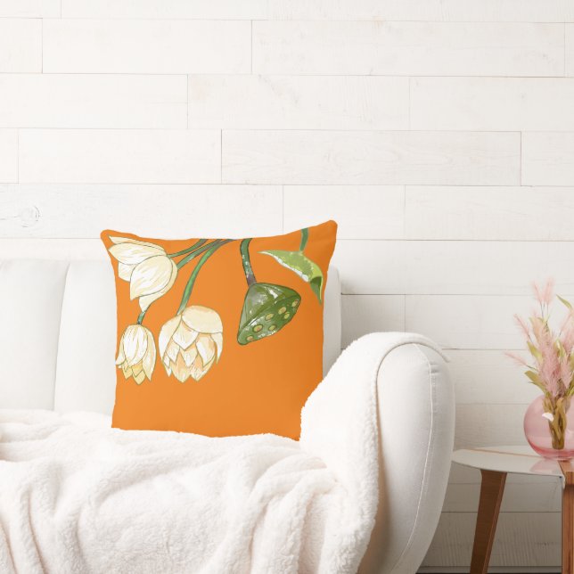 Orange Yellow Lotus Blume Seedpod Einfach Kissen (Liege)