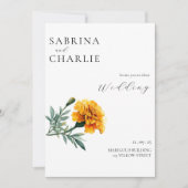 Orange Yellow Marigold Boho Botanical Wedding  Einladung (Vorderseite)