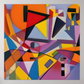 Orange Yellow Multi Modern Geometric Abstrakt Poster (Vorne)