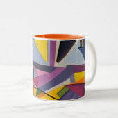 Orange Yellow Multi Modern Geometric Abstrakt Zweifarbige Tasse (VorderseiteRechts)