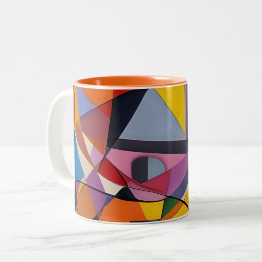 Orange Yellow Multi Modern Geometric Abstrakt Zweifarbige Tasse (Vorderseite Links)