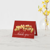 Orange Yellow Orchids Red Background Danke Karte (Gelbe Blume)