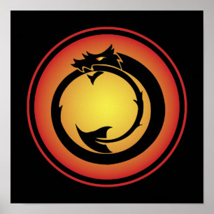 Orange Yellow Ouroboros Dragon Poster