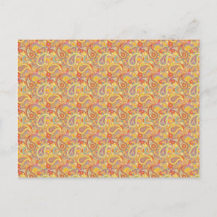 Orange & Yellow Paisley Postkarte