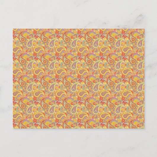 Orange & Yellow Paisley Postkarte (Vorderseite)