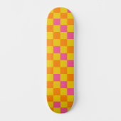 Orange Yellow Pink Checkered Pattern Design  Skateboard (Vorderseite)