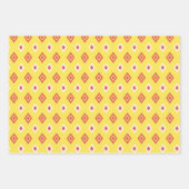 Orange, Yellow & Pink Tribal Diamond Ikat Muster Geschenkpapier Set (Vorderseite 3)