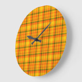 Orange Yellow Plaid Pattern Retro Wall Clock Große Wanduhr (Winkel)