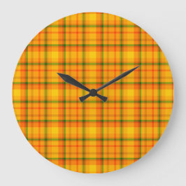 Orange Yellow Plaid Pattern Retro Wall Clock Große Wanduhr