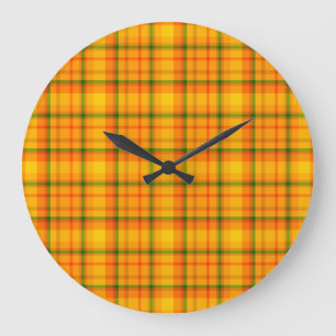 Orange Yellow Plaid Pattern Retro Wall Clock Große Wanduhr