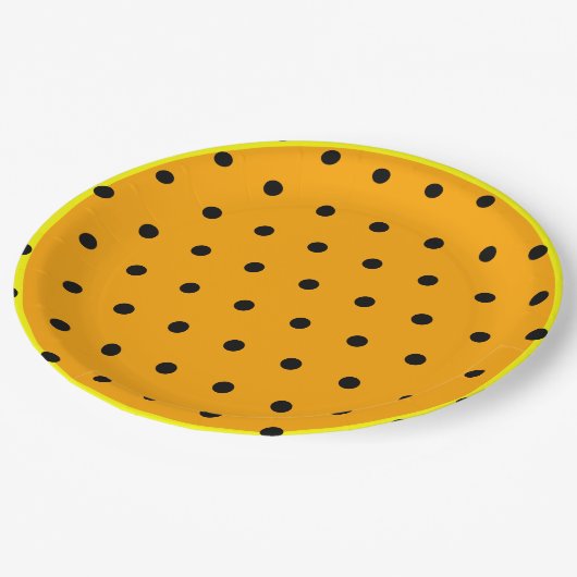 Orange Yellow Polka Dots Pappteller (Schrägansicht)