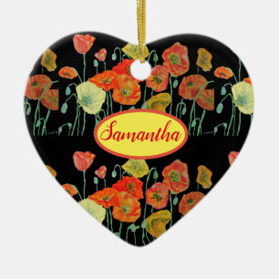 Orange Yellow Poppies florale Art Poppy Girls Name Keramik Ornament